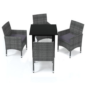 vidaXL, vidaXL 5-tlg. Garten-Essgruppe mit Kissen Poly Rattan Grau, vidaXL 5-tlg. Garten-Essgruppe mit Kissen Poly Rattan Grau
