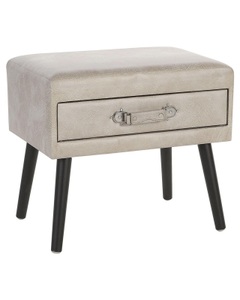 Beliani, Beliani Nachttisch beige Kunstleder EUROSTAR, Beliani - Nachttisch mit 1 Schublade aus Kunstleder Retro EUROSTAR, One Size, Perle