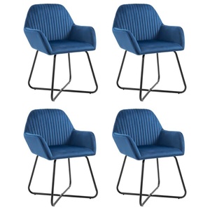 vidaXL, vidaXL Esszimmerstühle 4 Stk. Blau Samt, vidaXL Esszimmerstühle 4 Stk. Blau Samt