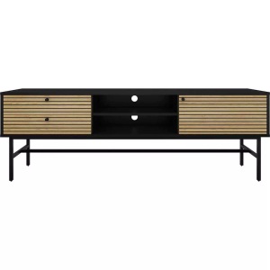 mutoni casual, Lowboard Echtholzfurnier 150x40x60 schwarz, SalesFever Lowboard, Kommode mit 2 Kabeldurchführungen
