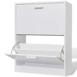 Diverse Hardware, Weisser Holz-Schuhschrank mit 2 Schuhkippern