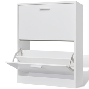 Diverse Hardware, Weisser Holz-Schuhschrank mit 2 Schuhkippern