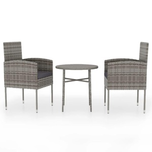 vidaXL, vidaXL 3-tlg. Garten-Essgruppe Poly Rattan Anthrazit