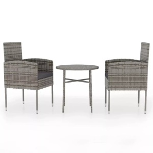vidaXL, vidaXL 3-tlg. Garten-Essgruppe Poly Rattan Anthrazit