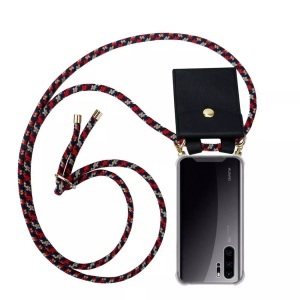 Cadorabo, Cadorabo Handy Kette für Huawei P30 PRO in ROT BLAU GELB - Silikon Necklace Umhänge Hülle mit Gold Ringen, Kordel Band Schnur und abnehmbarem Etui ..., Cadorabo - Handy Kette für Huawei P30 PRO Silikon mit Gold Ringen, Blau Denim