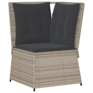 vidaXL, vidaXL Garten-Ecksofa mit Kissen Hellgrau Poly Rattan