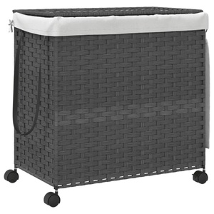 vidaXL, vidaXL Wäschekorb mit Rollen Grau 60x35x60,5 cm Rattan, vidaXL Wäschekorb mit Rollen Grau 60x35x60,5 cm Rattan