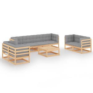 vidaXL, vidaXL 9-tlg. Garten-Lounge-Set mit Kissen Kiefer Massivholz, vidaXL 9-tlg. Garten-Lounge-Set mit Kissen Kiefer Massivholz