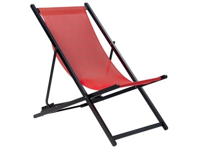 Beliani, Liege aus Kunststoff Modern LOCRI II Liege aus Kunststoff Modern LOCRI II, Beliani - Klappbarer Liegestuhl aus Aluminium LOCRI II, One Size, Schwarz / Rot