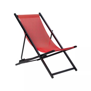Beliani, Liege aus Kunststoff Modern LOCRI II Liege aus Kunststoff Modern LOCRI II, Beliani - Klappbarer Liegestuhl aus Aluminium LOCRI II, One Size, Schwarz / Rot