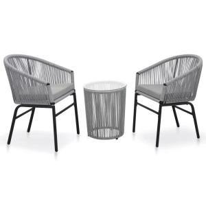 Diverse Hardware, 3-tlg. Bistro-Set mit Kissen PVC Rattan Anthrazit, vidaXL 3-tlg. Bistro-Set mit Kissen PE-Rattan Grau