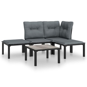 vidaXL, vidaXL 5-tlg. Garten-Lounge-Set Schwarz und Grau Poly Rattan