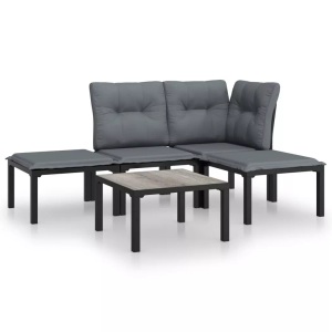 vidaXL, vidaXL 5-tlg. Garten-Lounge-Set Schwarz und Grau Poly Rattan