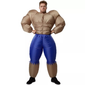 TecTake, Aufblasbares Kostüm Bodybuilder Braun, Tectake - Aufblasbares Kostüm Bodybuilder, One Size, Braun