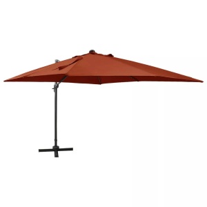vidaXL, vidaXL Ampelschirm mit Mast und LED-Leuchten Terracotta-Rot 300 cm, vidaXL Ampelschirm mit LED-Beleuchtung 300 cm Terrakotta