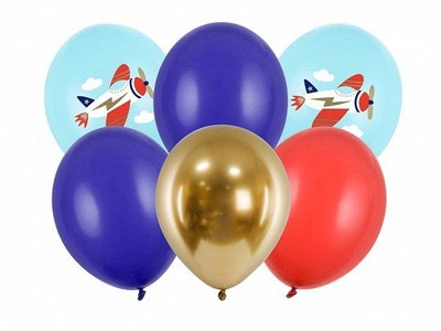 PartyDeco, Partydeco Luftballon Flugzeug Mehrfarbig, Ø 30 cm, 6 Stück, Partydeco Luftballon Flugzeug Mehrfarbig, Ø 30 cm, 6 Stück
