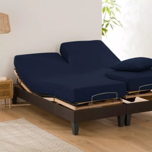 LA REDOUTE INTERIEURS, Uni-Fixleintuch für verstellbares Doppelbett Scenario Uni-Fixleintuch für verstellbares Doppelbett Scenario, La Redoute Intérieurs - Fixleintuch Scenario für verstellbares Doppelbett, 140X190CM, Blau