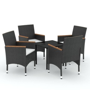 vidaXL, vidaXL 5-tlg. Garten-Essgruppe mit Kissen Schwarz, 