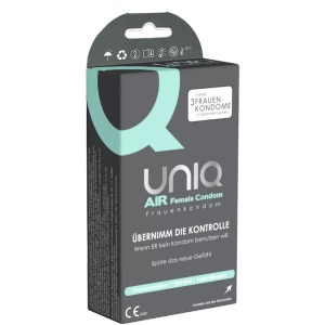 Uniq, Airfemale Frauen-kondom Damen 3 pezzi, UNIQ - Airfemale Frauen-Kondom, 3 Stück, Transparent