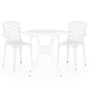 vidaXL, vidaXL 3-tlg. Bistro-Set Aluminiumguss Weiß, vidaXL 3-tlg. Bistro-Set Aluminiumguss Weiß