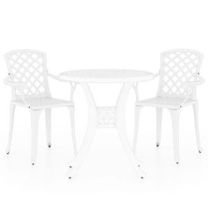 vidaXL, vidaXL 3-tlg. Bistro-Set Aluminiumguss Weiß, vidaXL 3-tlg. Bistro-Set Aluminiumguss Weiß
