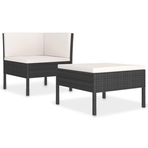 vidaXL, vidaXL 2-tlg. Garten-Lounge-Set mit Auflagen Poly Rattan Schwarz