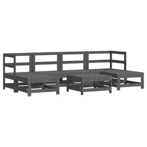 vidaXL, vidaXL 7-tlg. Garten-Lounge-Set Grau Massivholz Kiefer, 