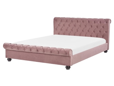 Beliani, Beliani Bett Samtstoff rosa Lattenrost 160 x 200 cm AVALLON, 