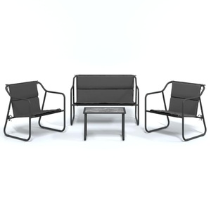 vidaXL, vidaXL 4-tlg. Garten-Lounge-Set mit Kissen Anthrazit Stahl