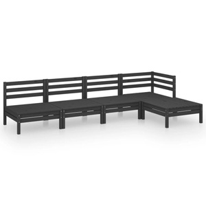 vidaXL, vidaXL 5-tlg. Garten-Lounge-Set Massivholz Kiefer Schwarz