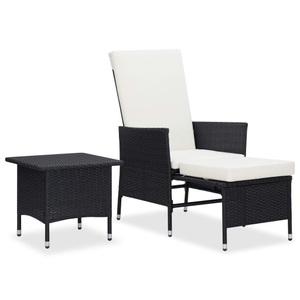 vidaXL, vidaXL 2-tlg. Garten-Lounge-Set mit Auflagen Poly Rattan Schwarz