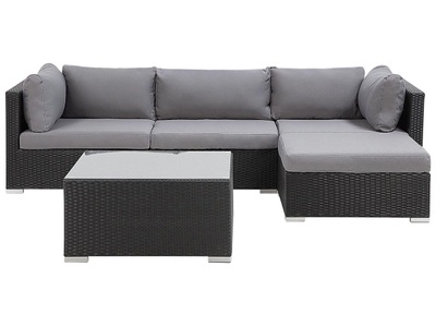 Beliani, Lounge Set Rattan schwarz 4-Sitzer SANO, 