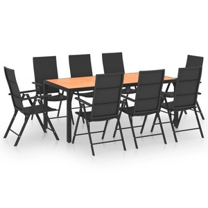 vidaXL, vidaXL 9-tlg. Garten-Essgruppe Schwarz und Braun, vidaXL 9-tlg. Garten-Essgruppe Schwarz und Braun
