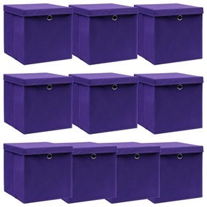 vidaXL, vidaXL Aufbewahrungsboxen mit Deckel 10 Stk. Lila 32×32×32 cm Stoff, vidaXL Aufbewahrungsboxen mit Deckeln 10 Stk. Lila 32x32x32 cm Stoff