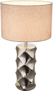 Globo, GLOBO TRACEY Tischleuchte Chrom, Textil grau, Kabel 1,4 m, Schalter, D:280, H:480, exk, Tischleuchte Tracey