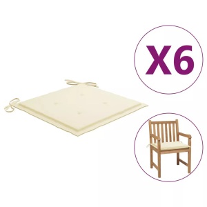 vidaXL, vidaXL Gartenstuhl-Sitzkissen 6 Stk. Creme 50x50x4 cm Stoff, vidaXL Gartenstuhl-Kissen 6 Stk. Creme 50x50x3 cm Oxford-Gewebe