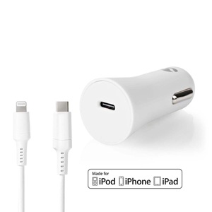 Autoladegerät | 20 W | 1,67 / 2,22 / 3,0 A | Anzahl Der Ausgänge: 1 | Anschlusstyp: Usb-c? | Lightning 8-pin (lose) Kabel | 1,0 M | Automatische Spannungswahl Unisex  ONE SIZE