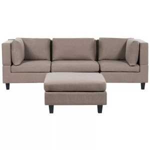 Beliani, Beliani - Sofa mit Ottomane aus Stoff UNSTAD, One Size, Braun Bunt