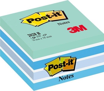 POST-IT, Post-it Haftnotizwürfel 2028B 76 mm x 45 mm Pastellblau 450 Blatt, Post it - Haftnotizen, 76x76mm, Blau