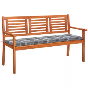 vidaXL, vidaXL 3-Sitzer-Gartenbank mit Auflage 150 cm Massivholz Eukalyptus, vidaXL 3-Sitzer-Gartenbank mit Auflage 150 cm Massivholz Eukalyptus