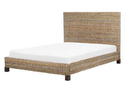 Beliani, Bett mit Lattenrost aus Rattan Boho SALBRIS Bett mit Lattenrost aus Rattan Boho SALBRIS