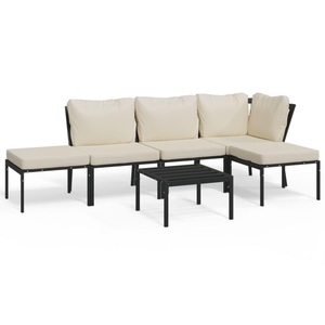 vidaXL, vidaXL 6-tlg. Garten-Lounge-Set mit Sandfarbigen Kissen Stahl, vidaXL 6-tlg. Garten-Lounge-Set mit Sandfarbigen Kissen Stahl