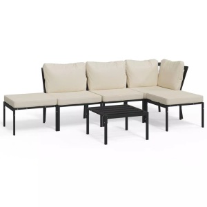 vidaXL, vidaXL 6-tlg. Garten-Lounge-Set mit Sandfarbigen Kissen Stahl, vidaXL 6-tlg. Garten-Lounge-Set mit Sandfarbigen Kissen Stahl