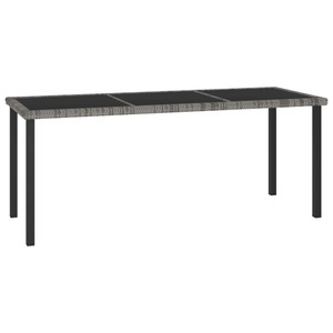 vidaXL, vidaXL Garten-Esstisch Grau 180x70x73 cm Poly Rattan, vidaXL Garten-Esstisch Grau 180x70x73 cm Poly Rattan
