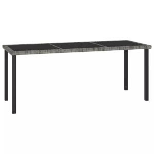 vidaXL, vidaXL Garten-Esstisch Grau 180x70x73 cm Poly Rattan, vidaXL Garten-Esstisch Grau 180x70x73 cm Poly Rattan