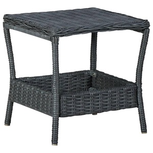 vidaXL, vidaXL Gartentisch Dunkelgrau 45x45x46,5 cm Poly Rattan, vidaXL Gartentisch Dunkelgrau 45x45x46,5 cm Poly Rattan