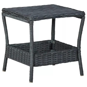 vidaXL, vidaXL Gartentisch Dunkelgrau 45x45x46,5 cm Poly Rattan, vidaXL Gartentisch Dunkelgrau 45x45x46,5 cm Poly Rattan