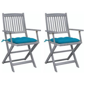 vidaXL, vidaXL Klappbare Gartenstühle 2 Stk. mit Kissen Massivholz Akazie, vidaXL Klappbare Gartenstühle 2 Stk. mit Kissen Massivholz Akazie