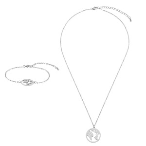 Heideman, Set Weltkarte Silberfarbend Damen Silber ONE SIZE, Heideman - Set Weltkarte silberfarben, One Size, Silber