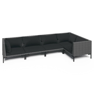 vidaXL, vidaXL 5-tlg. Garten-Lounge-Set mit Auflagen Poly Rattan Dunkelgrau